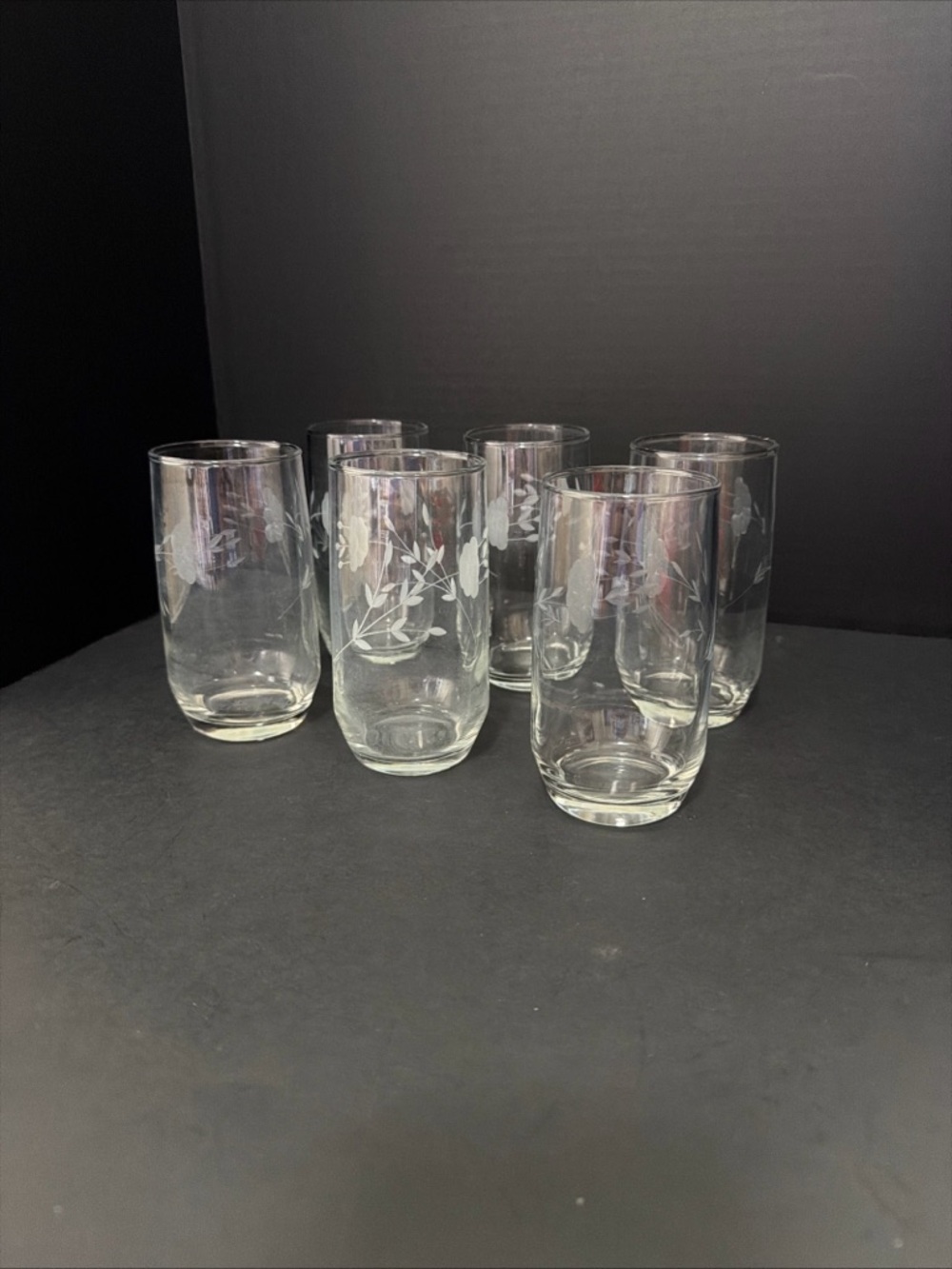 Vintage Princess House Etched Crystal Water Glasses Tumblers 5" Tall set of 6